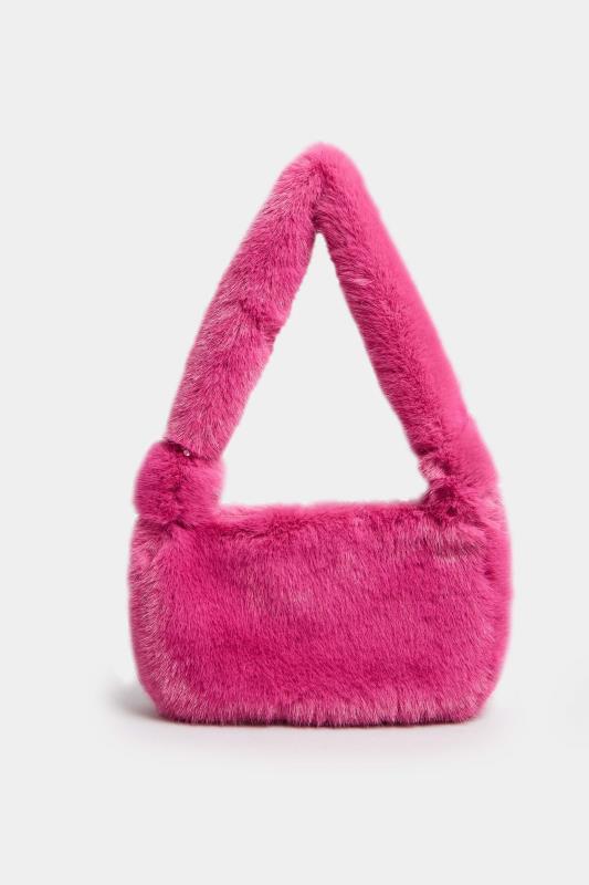 Pink Faux Fur Knot Handle Bag | Yours Clothing 3