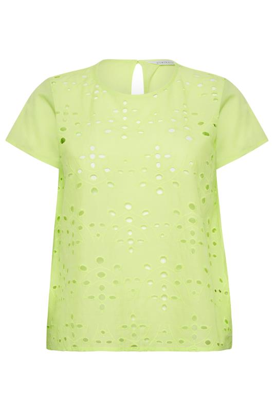 Petite Lime Green Broderie Short Sleeve Top | PixieGirl 6