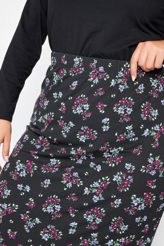 YOURS Plus Size Purple Floral Print Maxi Skirt | Yours Clothing 4