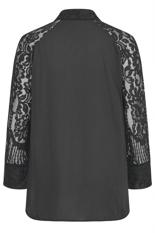 YOURS LONDON Curve Black Lace Sleeve Shirt 7