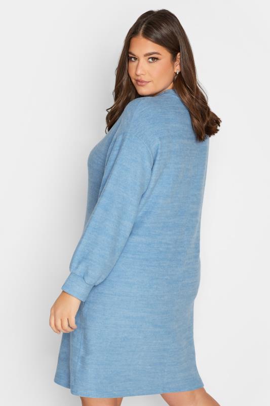 YOURS Plus Size Blue Marl Soft Touch Midi Dress | Yours Clothing 3