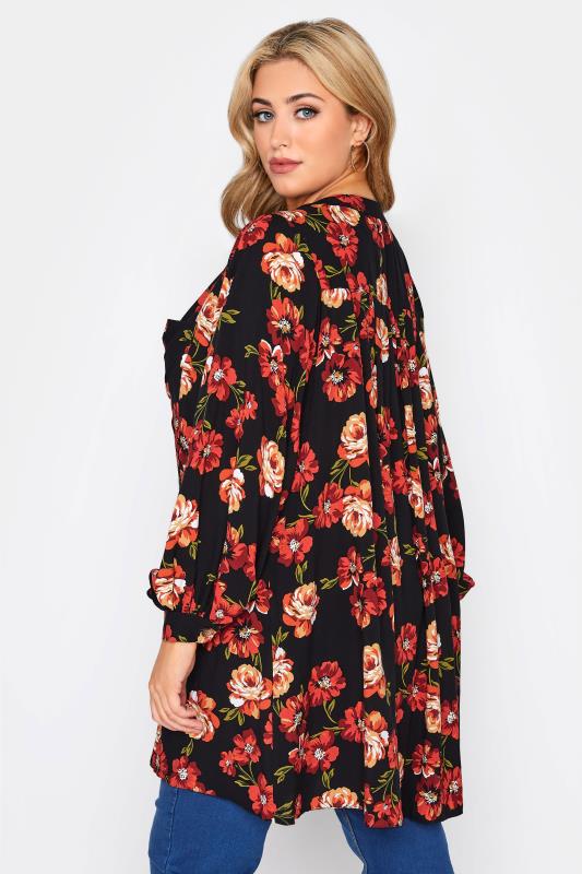 LIMITED COLLECTION Curve Black Floral Smock Tiered Shirt 3