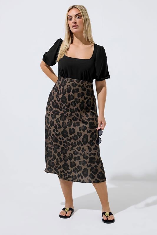  LIMITED COLLECTION vestido marrón con estampado de leopardo