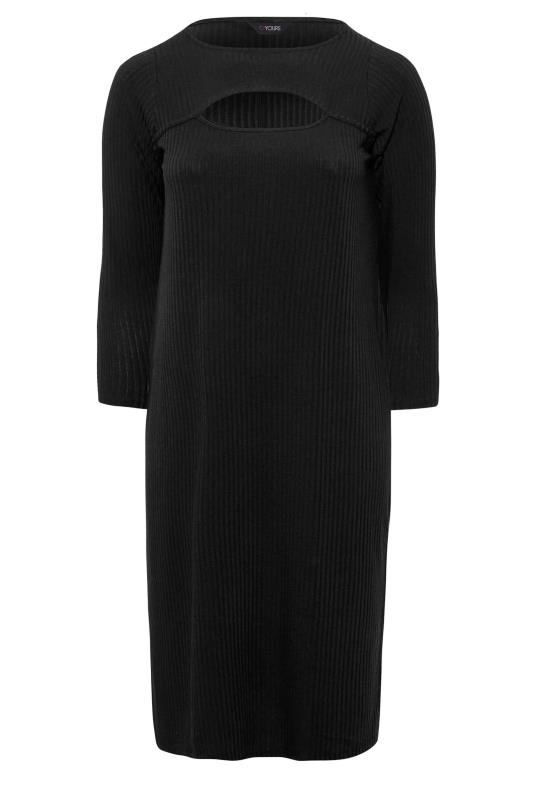 Curve Black Ribbed Cut Out Midaxi Dress 6