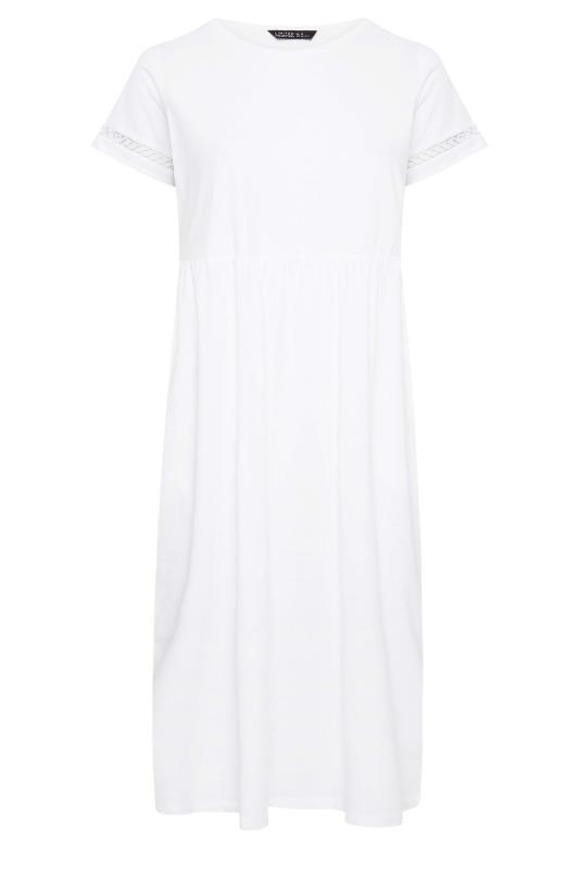 LIMITED COLLECTION Plus Size Curve White Crochet T-Shirt Dress | Yours Clothing  6