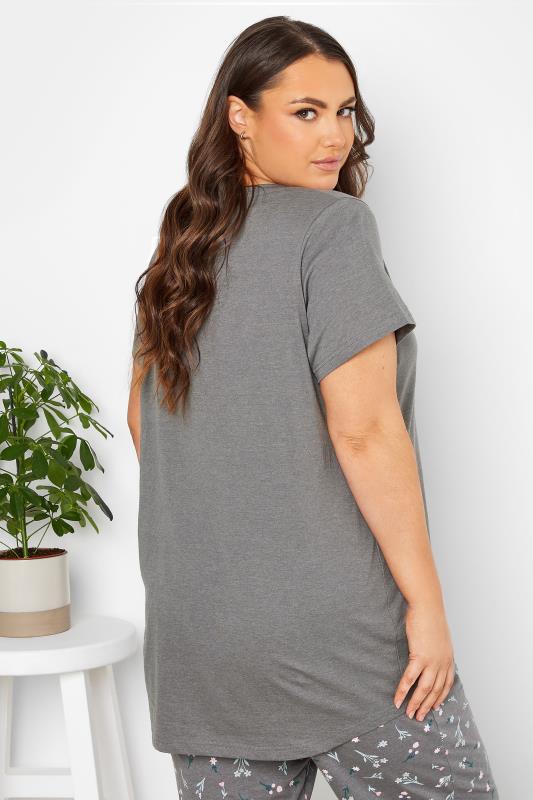 YOURS Curve Grey 'Grow With The Flow' Pyjama Dipped Top | Yours Clothing 4