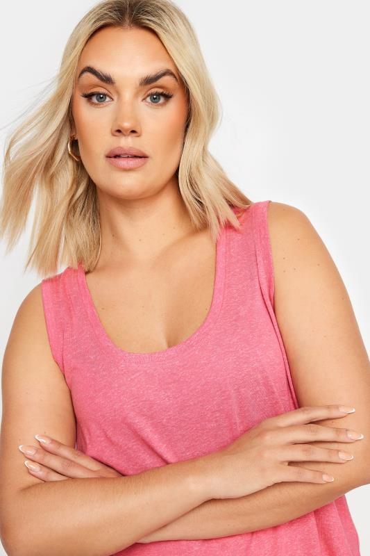YOURS Plus Size Pink Linen Vest Top | Yours Clothing 4