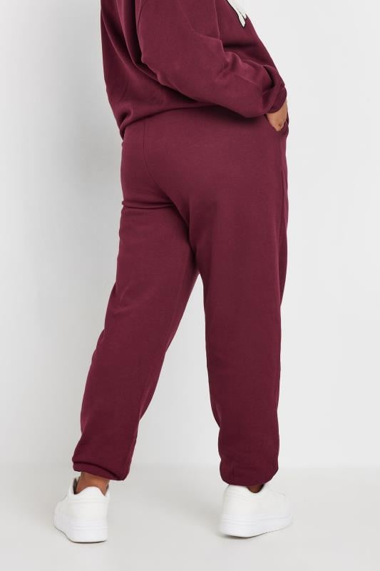 YOURS Plus Size Burgundy Red 'NYC' Slogan Joggers | Yours Clothing  3