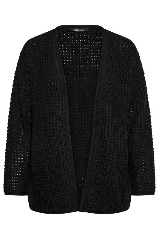 YOURS Plus Size Black Waffle Knit Cardigan | Yours Clothing 6