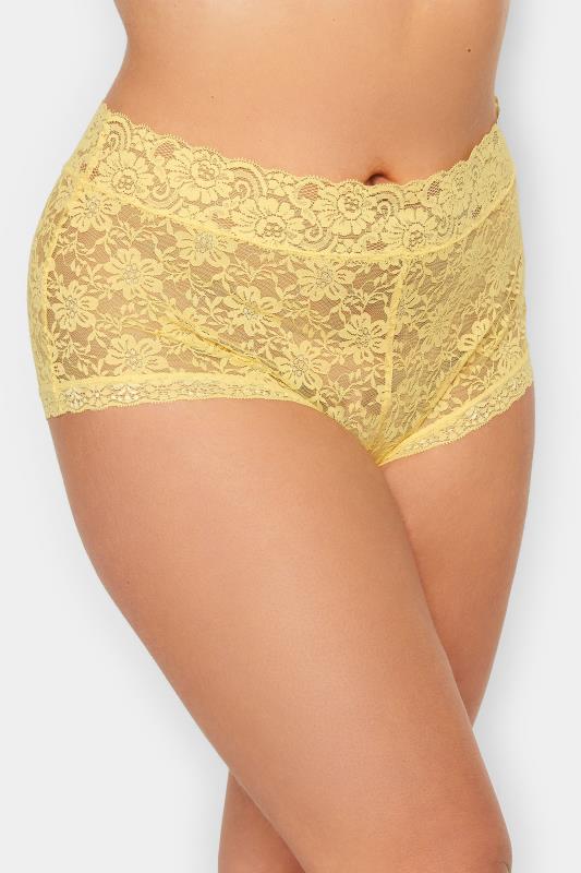  YOURS Curve Yellow Floral Lace Shorts