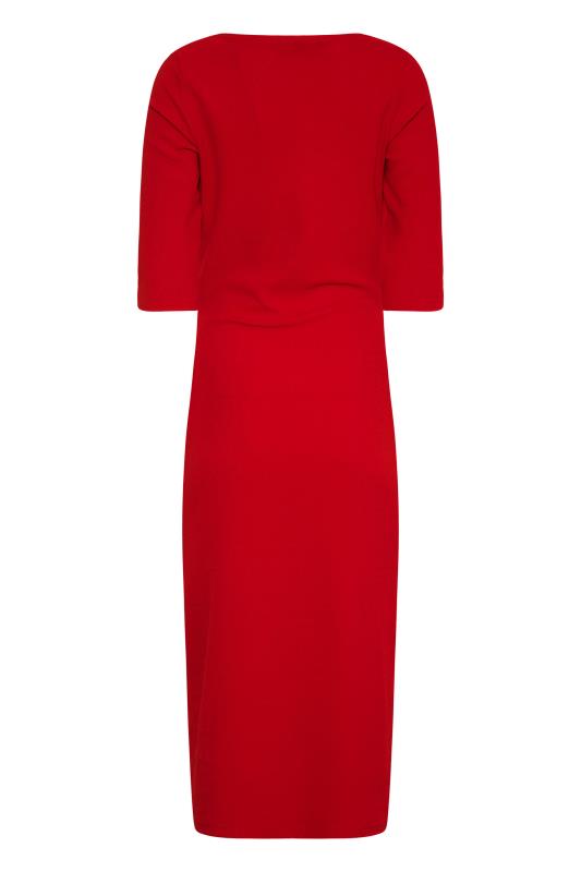 LTS Tall Red Notch Neck Midi Dress 7