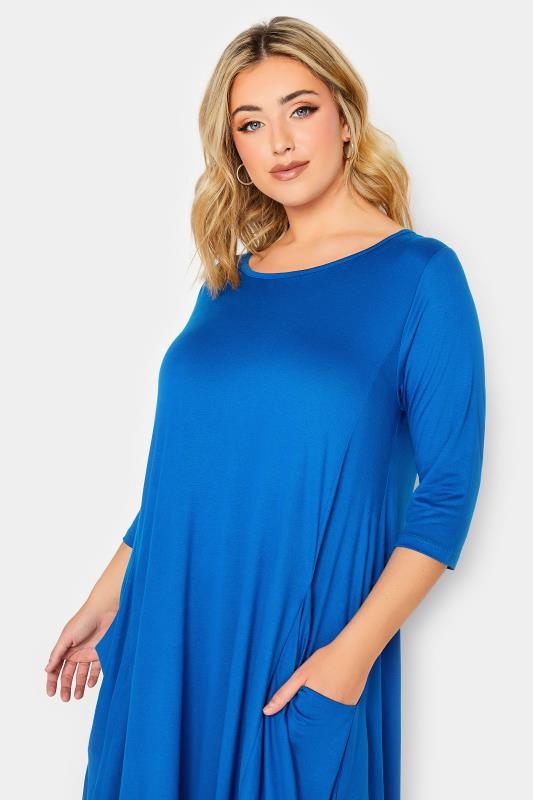 YOURS Plus Size Cobalt Blue Drape Pocket Dress | Yours Clothing 4