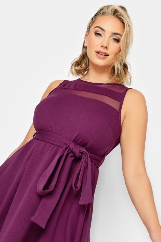 YOURS LONDON Plus Size Purple Mesh Panel Skater Dress | Yours Clothing 4