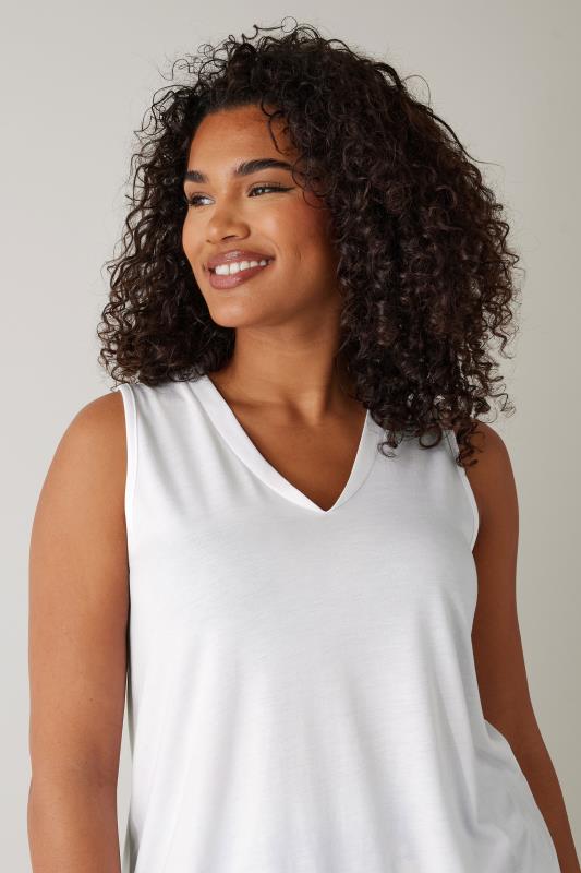 EVANS Plus Size White Modal Rich Vest Top | Evans 4