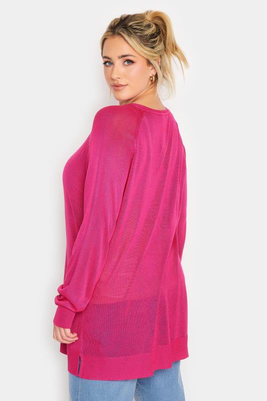 YOURS Curve Pink Fine Knit Jumper | Yours Clothing 3