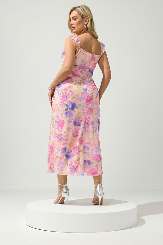 YOURS LONDON Plus Size Nude Floral Ruffle Dress 2