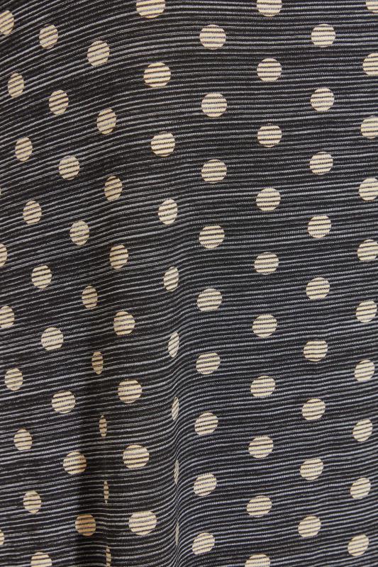 Plus Size Black Polka Dot Stripe Print Cut Out Top | Yours Clothing  5