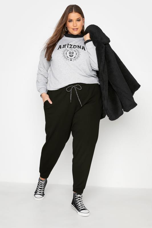 Plus Size Black Jersey Joggers | Yours Clothing 2