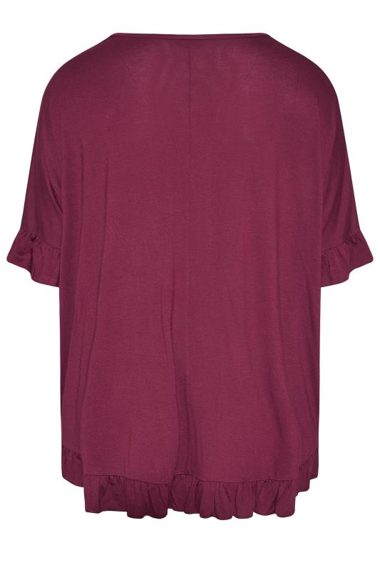 LIMITED COLLECTION Berry Purple Frill Jersey T-Shirt_BK.jpg