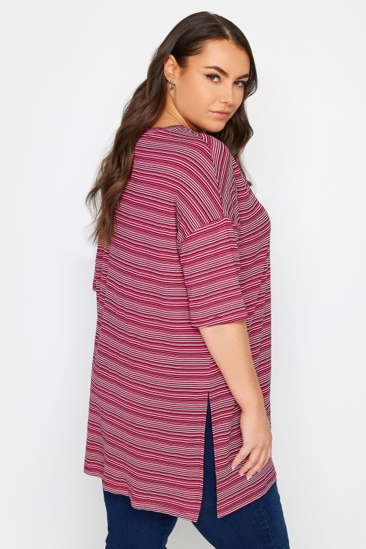 YOURS Curve Pink Stripe Oversized Top | Yours Clothing 3