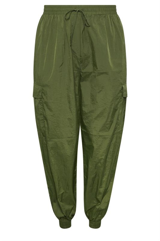 YOURS Plus Size Khaki Green Cargo Pocket Parachute Trousers | Yours Clothing 5