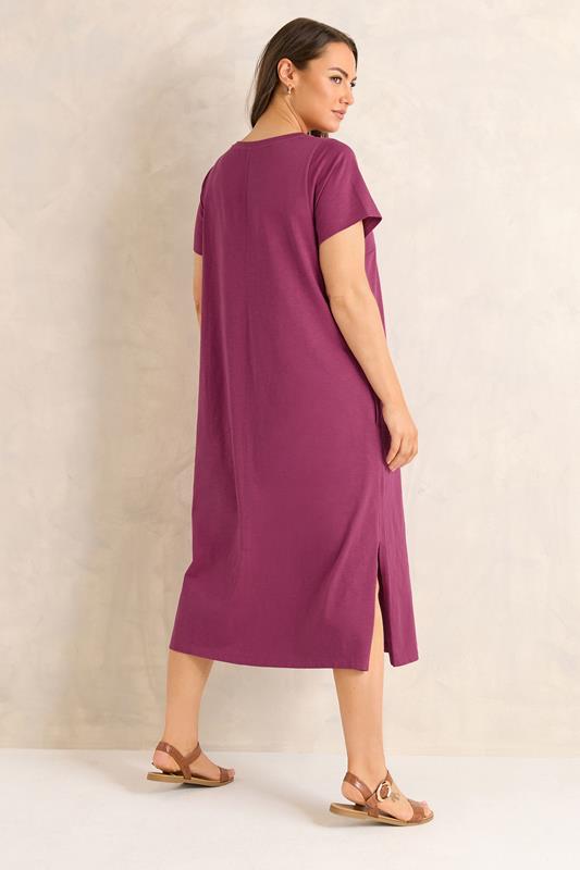 EVANS Plus Size 2 Pack Black & Berry Red Cotton Midi Dress 6