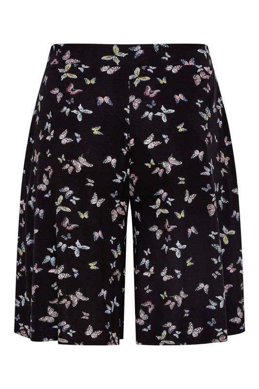 Curve Black Butterfly Print Jersey Shorts 6