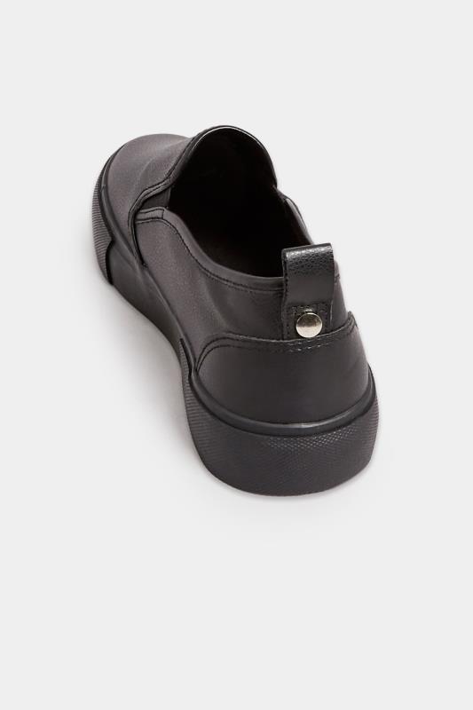 Black PU Slip On Trainers In Wide E Fit | Yours Clothing 4