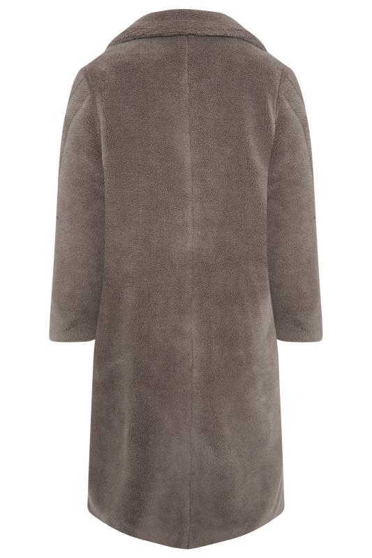 Plus Size Mocha Brown Teddy Maxi Coat | Yours Clothing 6