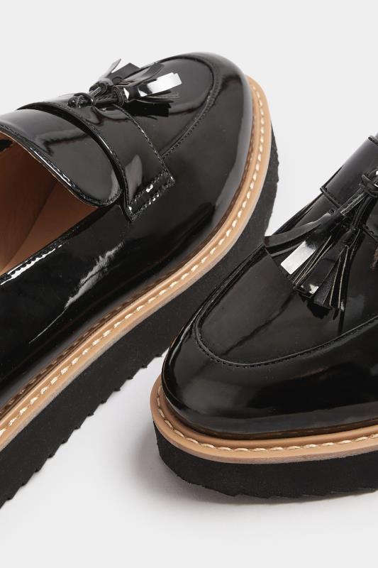 Black Patent Tassel Loafers In Extra Wide EEE Fit | Yours Clothing 5