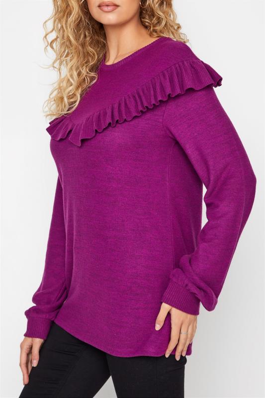 LTS Tall Purple Soft Touch Frill Top 4