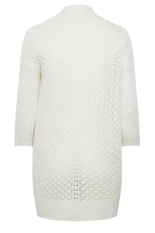 YOURS Plus Size White Pointelle Longline Cardigan | Yours Clothing 7