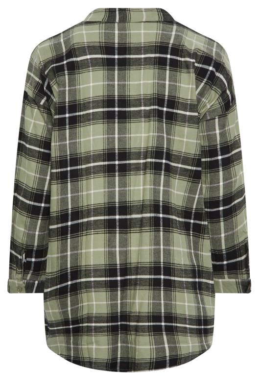 YOURS Plus Size Khaki Green Check Print Oversized Shirt | Yours Clothing 7