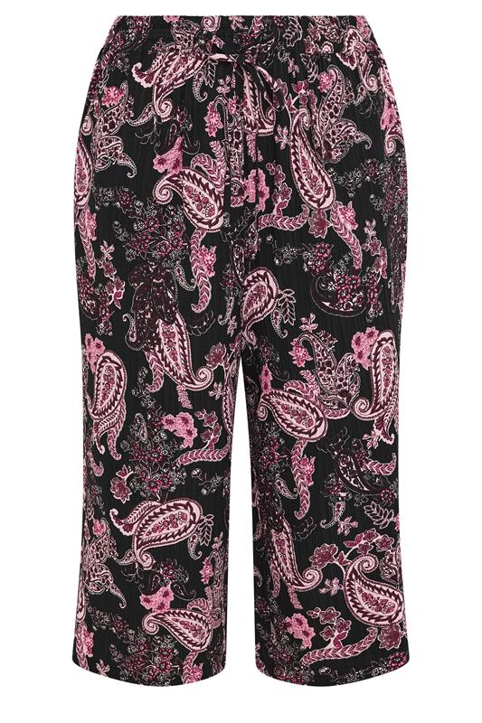 YOURS Plus Size Pink Paisley Cropped Trousers | Yours Clothing 5