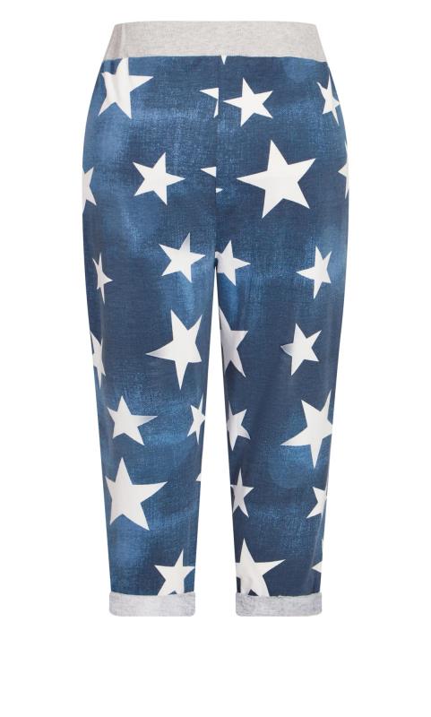 Evans Blue Washed Star Print Cropped Trousers 6