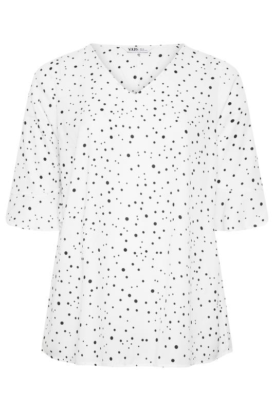 YOURS Plus Size White Spot Print Swing Top | Yours Clothing 5