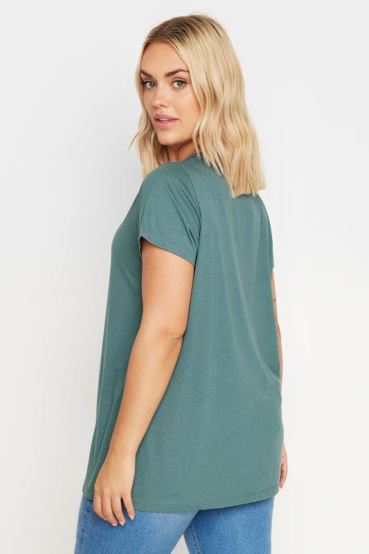 YOURS Curve Green Essential T-Shirt | Yours Clothing 3