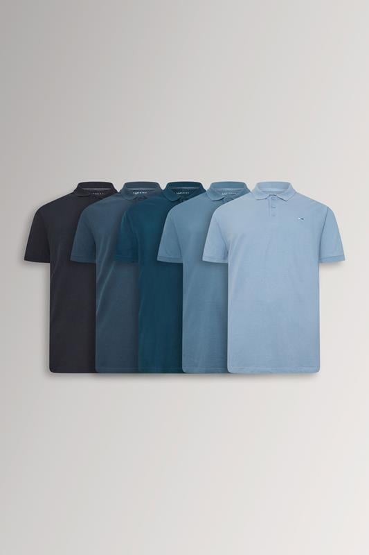  BadRhino Big & Tall Lot de 5 polos bleu marine et bleu clair