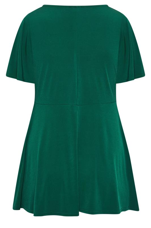 YOURS LONDON Plus Size Green Tie Front Angel Sleeve Top | Yours Clothing 7