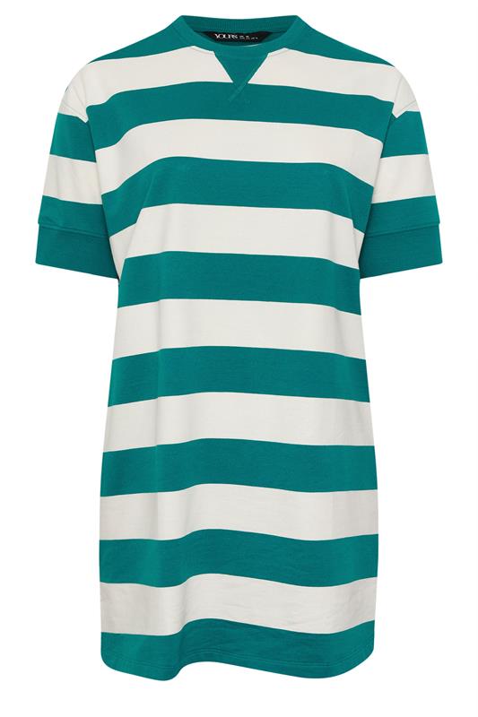 YOURS Plus Size Teal Blue & White Stripe T-Shirt Dress | Yours Clothing 5