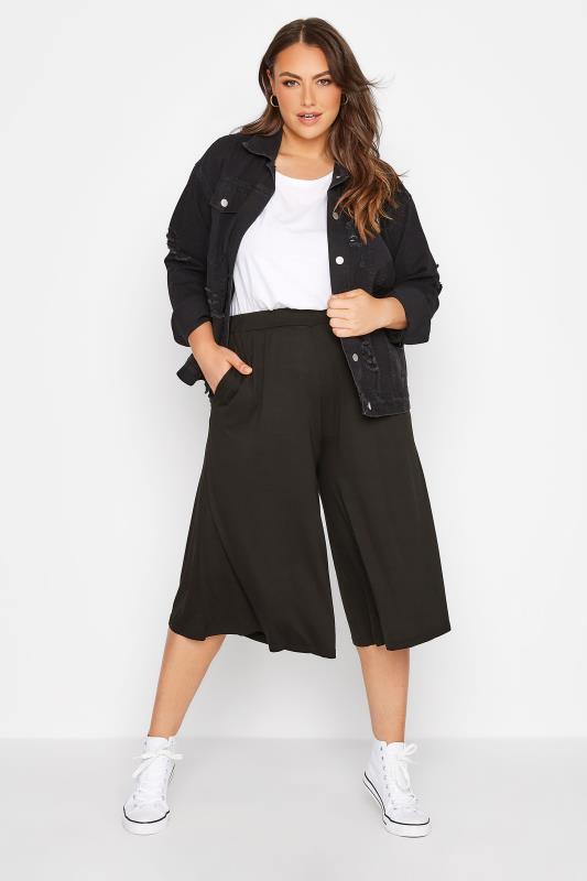 Black Jersey Culottes | Plus Sizes 16 to 36 | Yours Clothing  2