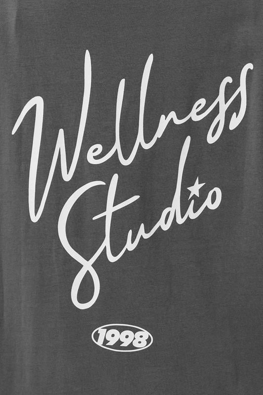 YOURS ACTIVE Plus Size Charcoal Grey 'Wellness Studio' T-Shirt | Yours Clothing 6