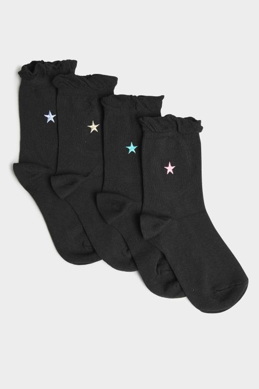 4 PACK Black Embroidered Star Ankle Socks_B.jpg