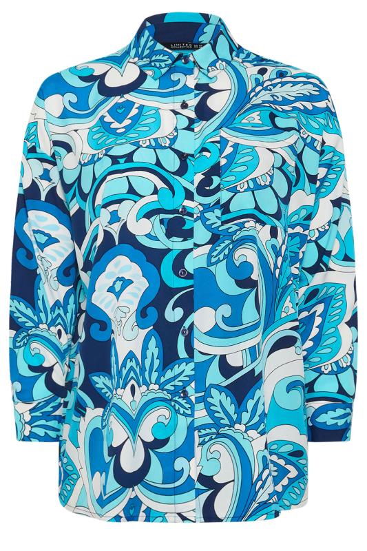 LIMITED COLLECTION Plus Size Blue Abstract Print Boyfriend Shirt | Yours Clothing 6