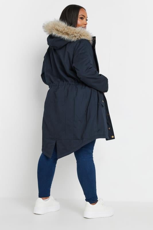 Navy faux fur lined luxe parka hotsell