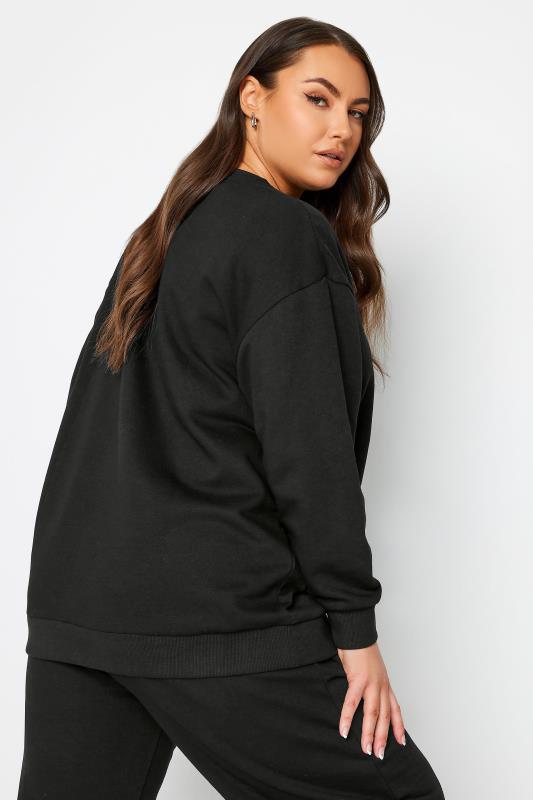 YOURS Plus Size Black Crew Neck Sweatshirt | Yours Clothing 4