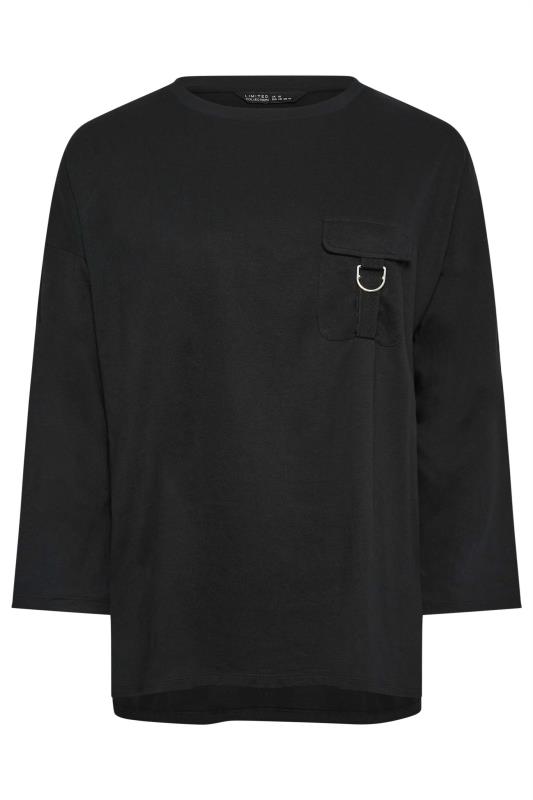 LIMITED COLLECTION Plus Size Pocket Sleeve T-Shirt Utility | Yours Long Clothing Black