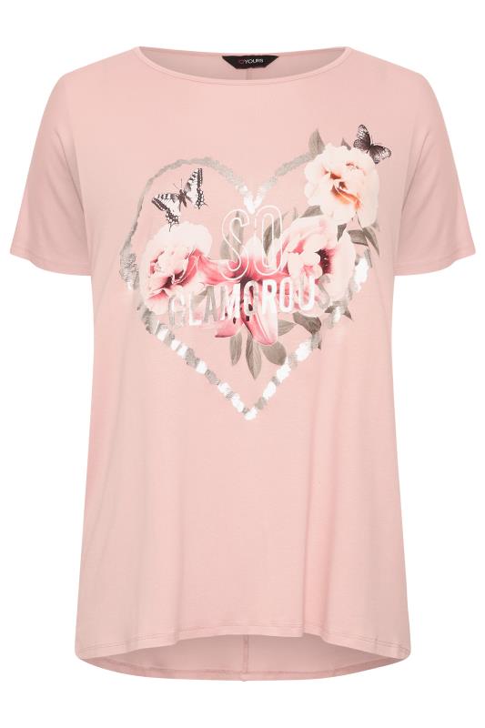 Plus Size Pink 'So Glamorous' Butterfly Print T-Shirt | Yours Clothing 6