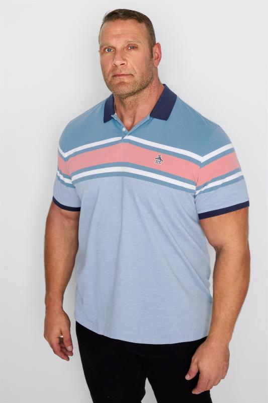 Großen Größen  PENGUIN MUNSINGWEAR Blue Stripe Polo Shirt