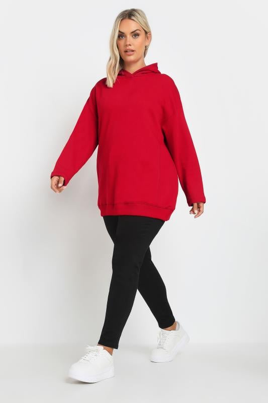 YOURS Plus Size Red Oversized Hoodie | Yours Clothing